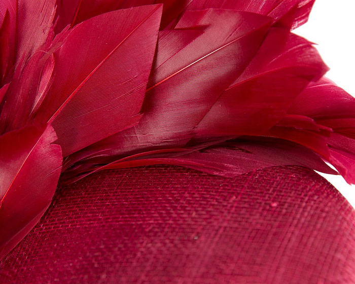 Burgundy feather spring facing fascinator - Hats From OZ