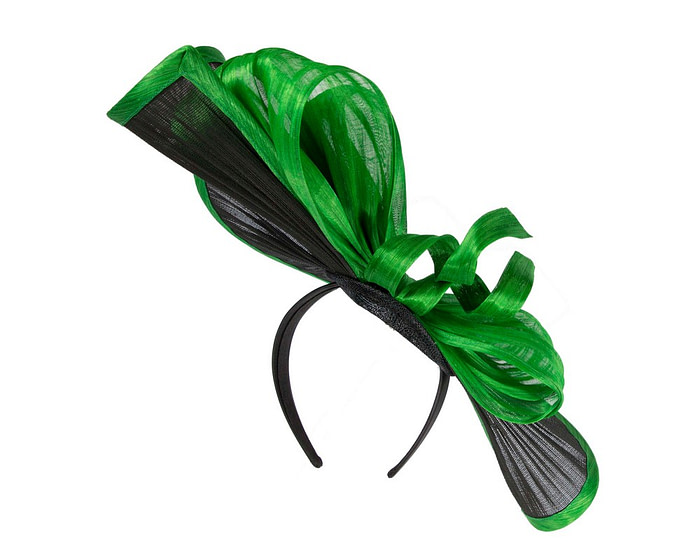 Large black & green jinsin racing fascinator by Fillies Collection - Hats From OZ