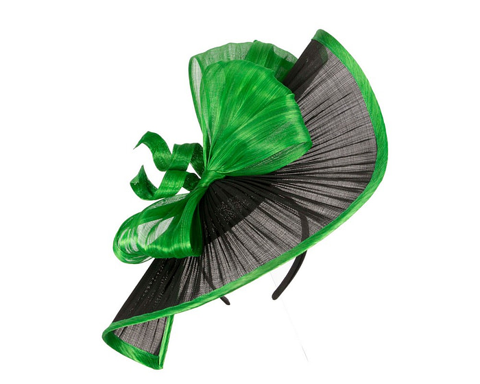 Large black & green jinsin racing fascinator by Fillies Collection - Hats From OZ