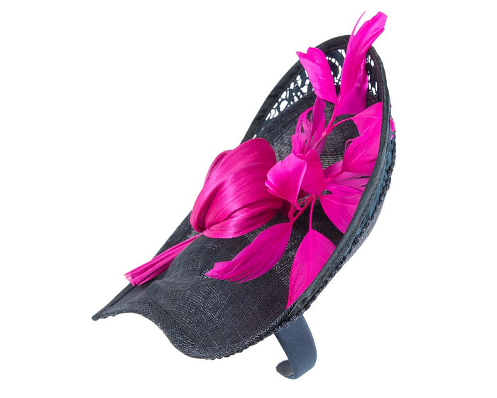 Bespoke navy & fuchsia racing fascinator by Fillies Collection - Hats From OZ