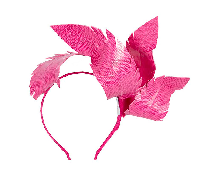 Bespoke fuchsia leather fascinator by BELEIVERA - Hats From OZ