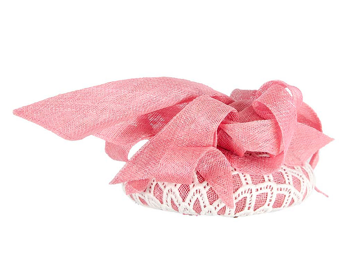 Pink and white pillbox fascinator by BELEIVERA - Hats From OZ