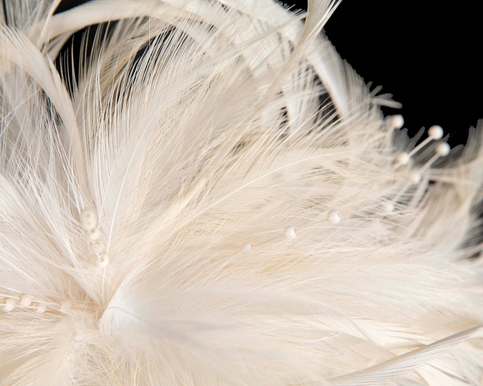 Champagne custom made feather fascinator comb - Hats From OZ