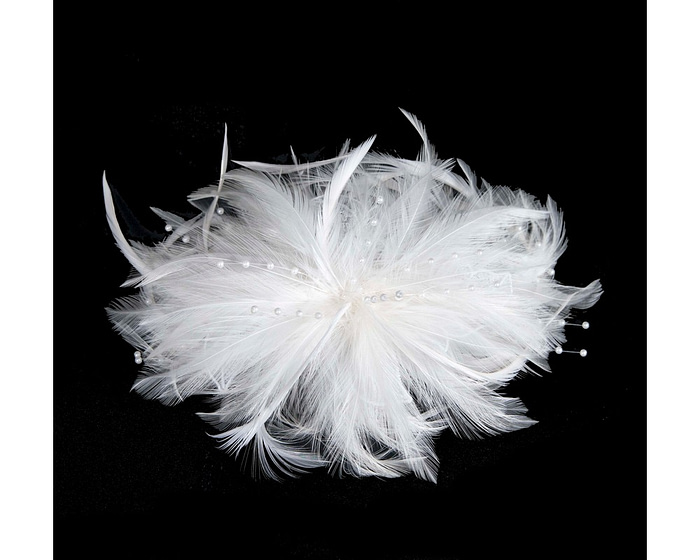 Ivory custom made feather fascinator comb - Hats From OZ