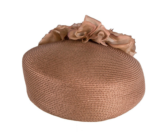 Modern bronze beret hat with flowers by Max Alexander - Hats From OZ