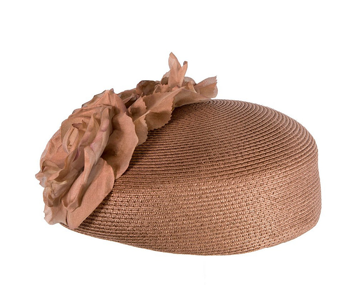 Modern bronze beret hat with flowers by Max Alexander - Hats From OZ