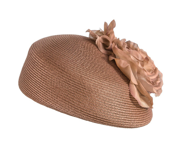 Modern bronze beret hat with flowers by Max Alexander - Hats From OZ