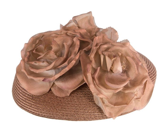 Modern bronze beret hat with flowers by Max Alexander - Hats From OZ