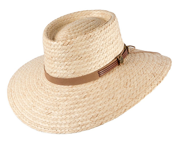 Braided Palm Straw Hat with Suede Trim - Hats From OZ