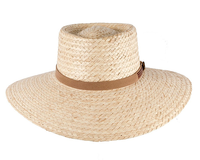 Braided Palm Straw Hat with Suede Trim - Hats From OZ