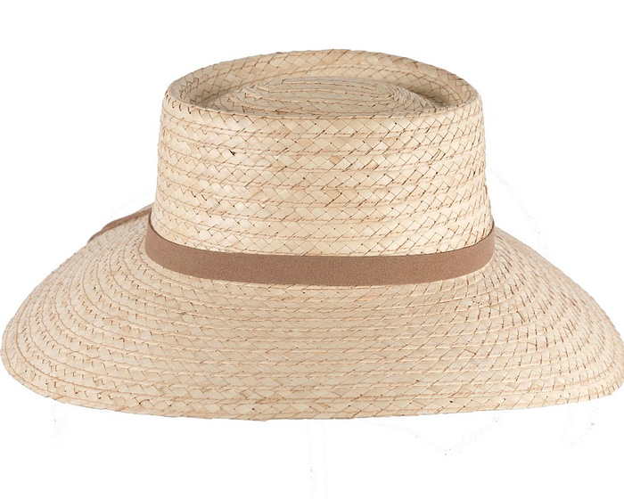 Braided Palm Straw Hat with Suede Trim - Hats From OZ