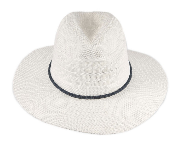 Ivory Crushable Polyester Knit Safari Fedora Hat - Image 4