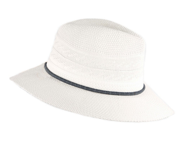 Ivory Crushable Polyester Knit Safari Fedora Hat - Image 3