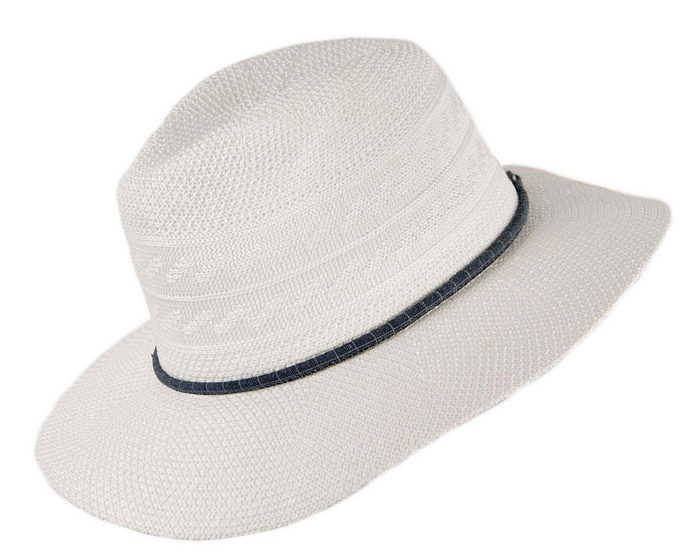 Ivory Crushable Polyester Knit Safari Fedora Hat - Image 2