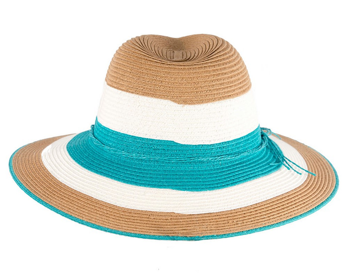 Three Tone Aqua Braided Fedora Hat - Hats From OZ