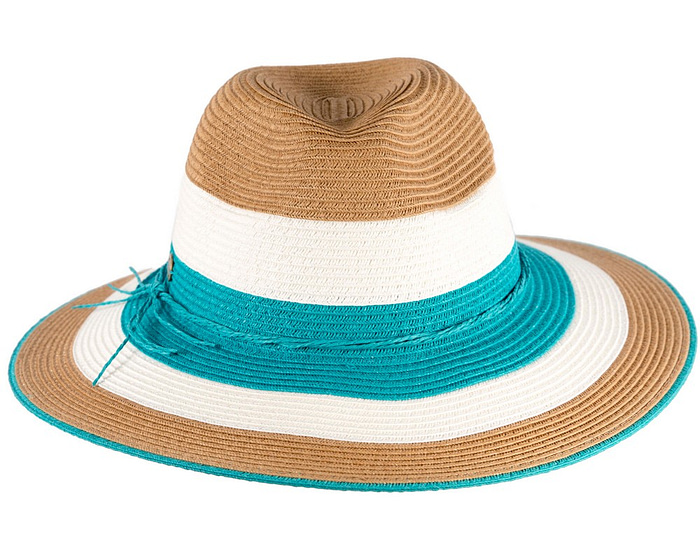 Three Tone Aqua Braided Fedora Hat - Hats From OZ