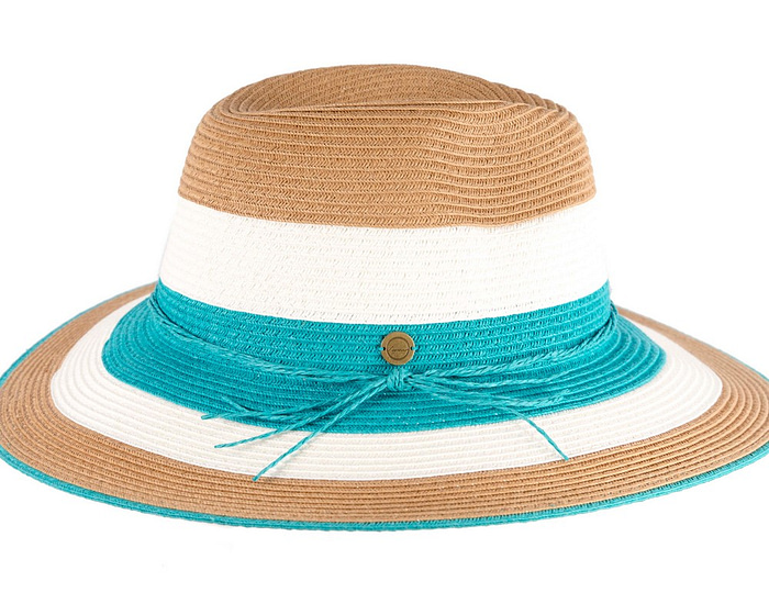 Three Tone Aqua Braided Fedora Hat - Hats From OZ