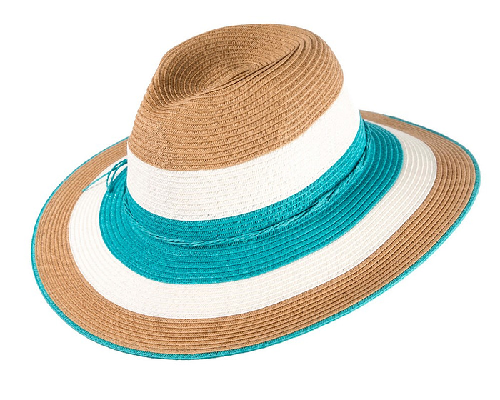 Three Tone Aqua Braided Fedora Hat - Hats From OZ