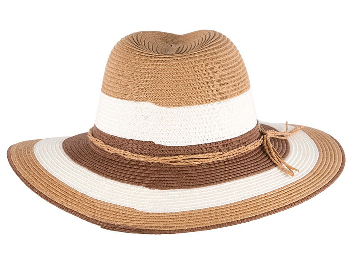 Three Tone Brown Braided Fedora Hat - Hats From OZ