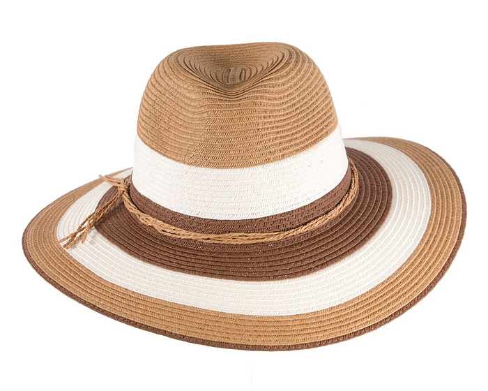 Three Tone Brown Braided Fedora Hat - Hats From OZ