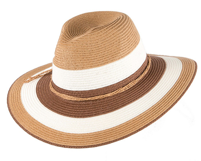 Three Tone Brown Braided Fedora Hat - Hats From OZ