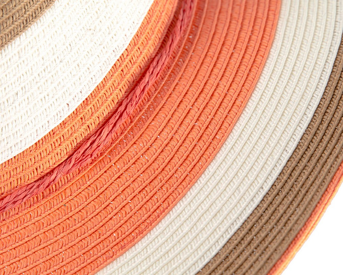 Three Tone Coral Braided Fedora Hat - Image 5