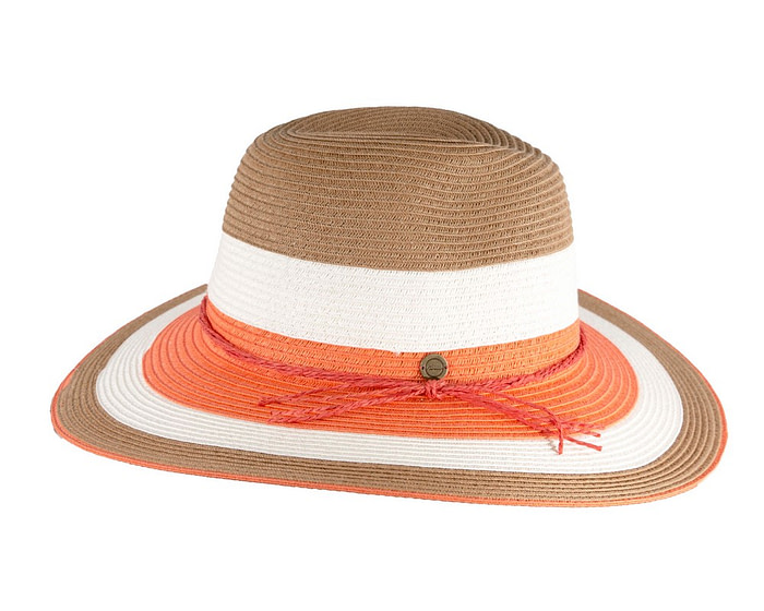 Three Tone Coral Braided Fedora Hat - Image 3