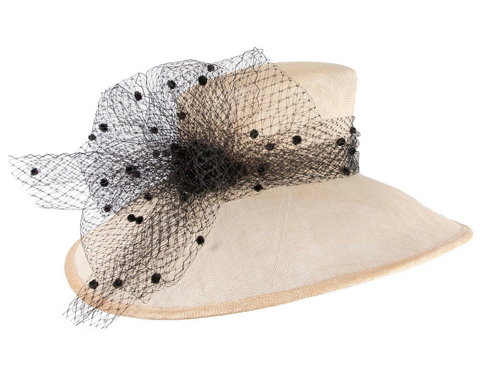 Wide brim cream and black hat - Hats From OZ