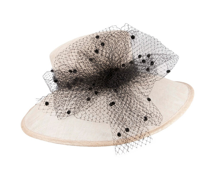 Wide brim cream and black hat - Hats From OZ