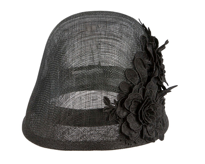 Exclusive black sinamay bucket hat by Cupids Millinery - Hats From OZ