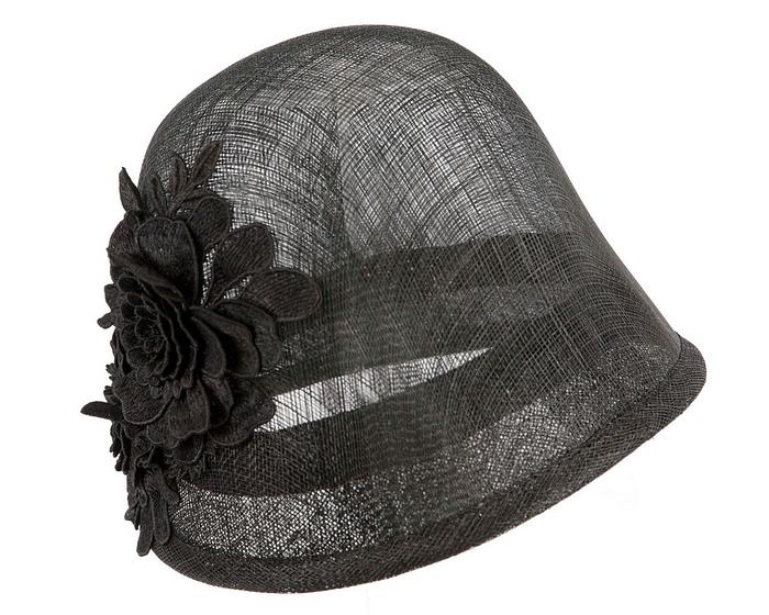 Exclusive black sinamay bucket hat by Cupids Millinery - Hats From OZ