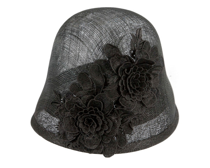 Exclusive black sinamay bucket hat by Cupids Millinery - Hats From OZ