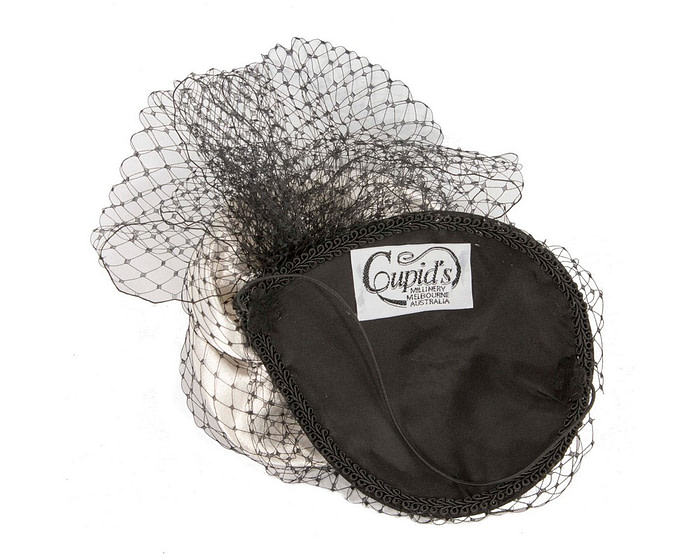 One-off black and white cocktail hat with veil - Hats From OZ