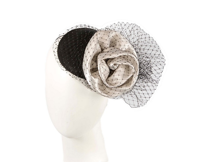 One-off black and white cocktail hat with veil - Hats From OZ