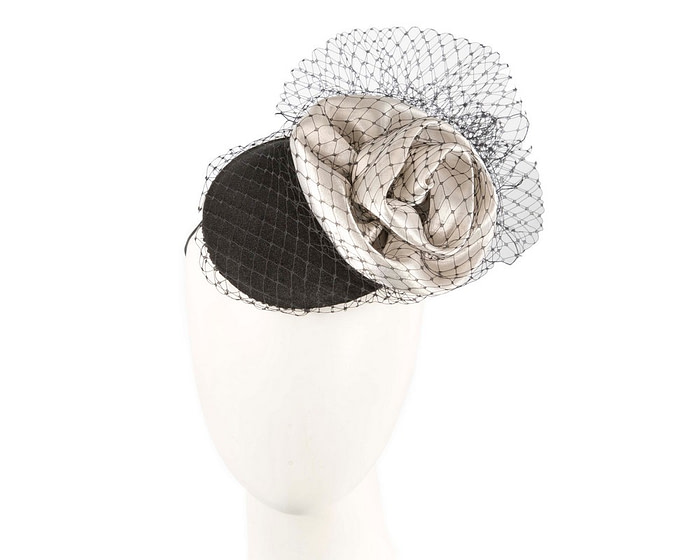 One-off black and white cocktail hat with veil - Hats From OZ