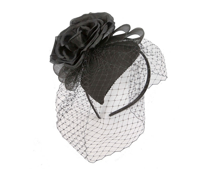 One-off black cocktail hat with veil - Hats From OZ