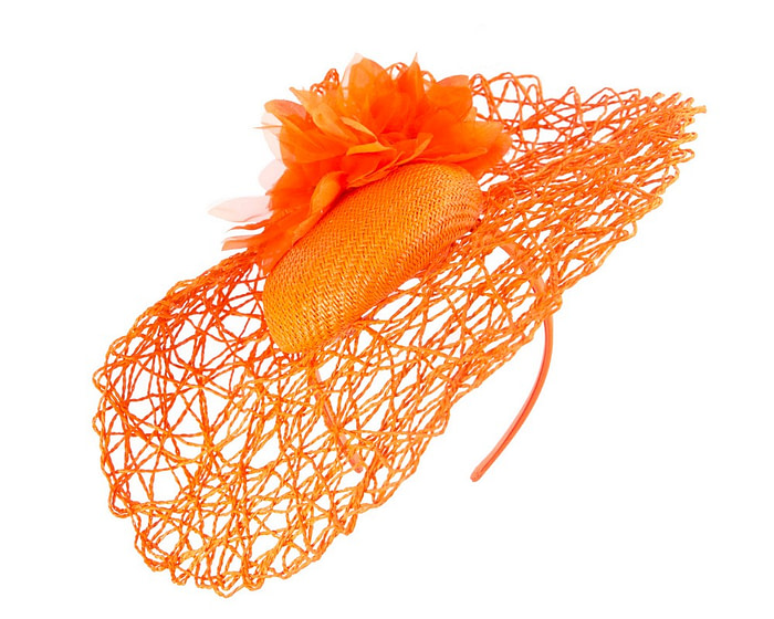 Exclusive orange fascinator by Cupids Millinery - Hats From OZ