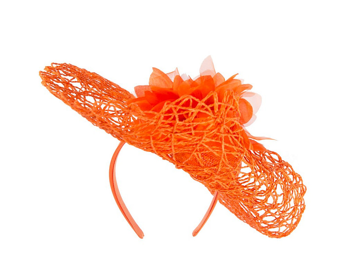 Exclusive orange fascinator by Cupids Millinery - Hats From OZ