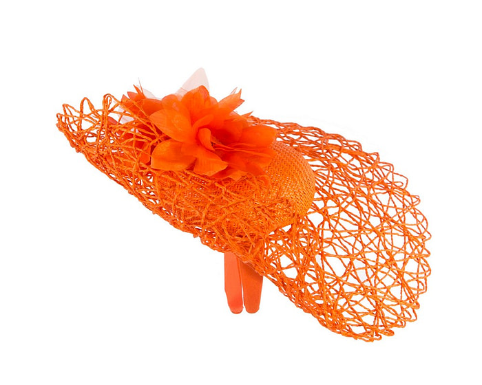 Exclusive orange fascinator by Cupids Millinery - Hats From OZ