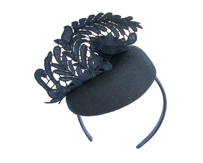 Elegant Navy Pillbox Fascinator with Lace Details - Image 6