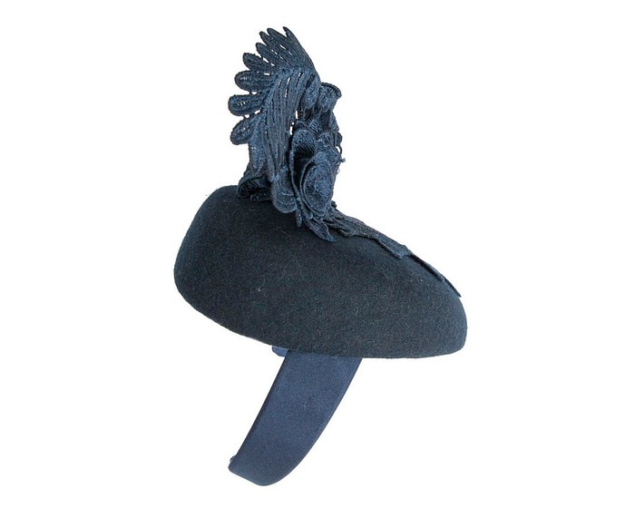 Elegant Navy Pillbox Fascinator with Lace Details - Image 4