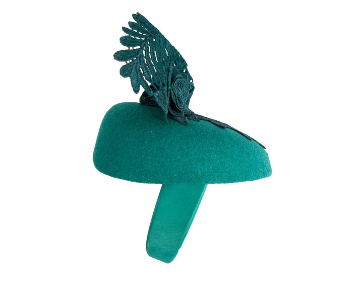 Elegant Teal Green Pillbox Fascinator with Lace Details - Image 3