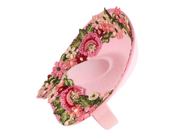 Floral Embroidered Pink Fascinator by Fillies Collection - Image 3