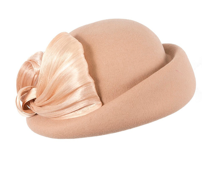 Elegant Beige Felt Hat with Silk Abaca Trim by Fillies Collection - Image 2