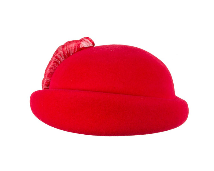 Elegant Red Felt Hat with Silk Abaca Trim by Fillies Collection - Image 3