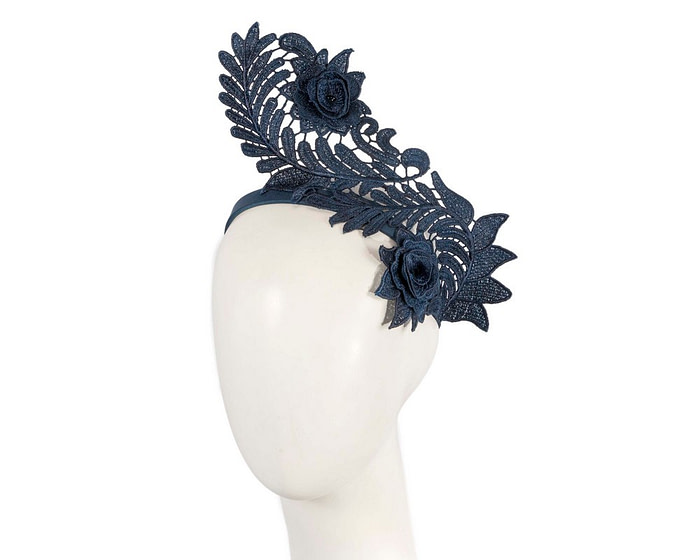 Elegant Navy Lace Fascinator by Max Alexander