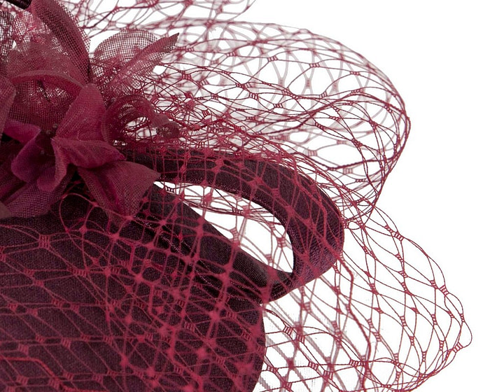 Burgundy custom made mother of the bride cocktail hat - Image 4