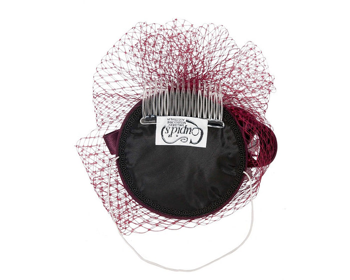 Burgundy custom made mother of the bride cocktail hat - Image 3