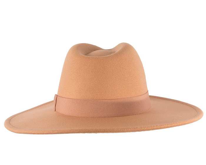 Camel Beige wide brim fedora hat - Hats From OZ