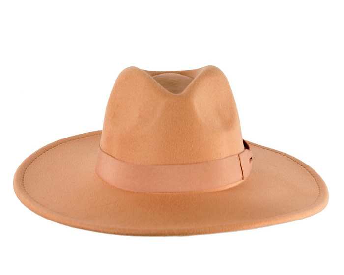 Camel Beige wide brim fedora hat - Hats From OZ